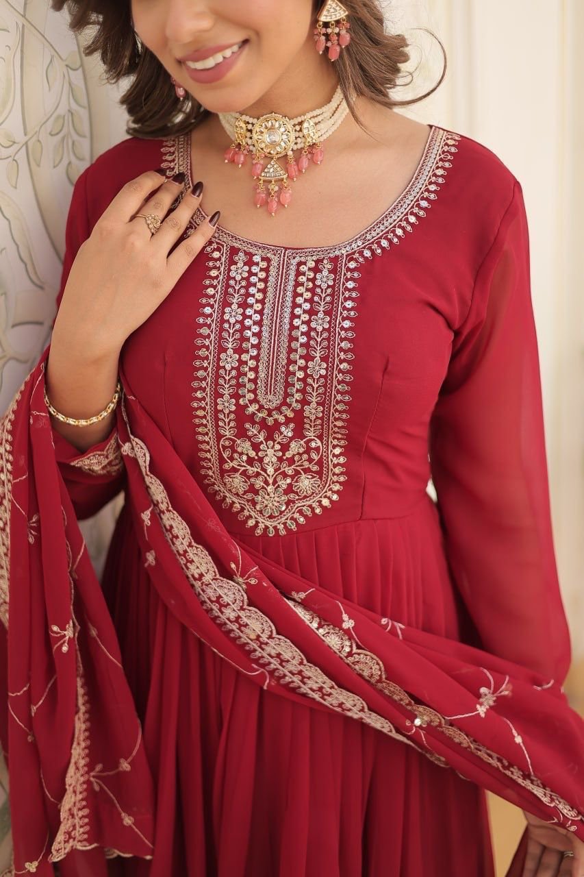 Charming Georgette Anarkali Gown with Dupatta